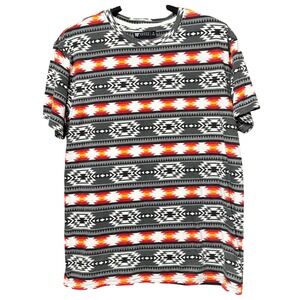 Western Aztec RF BRAND Men M Geometric Abstract Short Sleeve T Shirt Multi Color